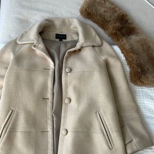 Banana Republic A-line wool coat with detachable fur collar